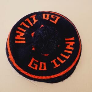 VTG U of I Illini Knit Pom Visor Bill Hat Cap Beanie Beret Newsboy Golf Illinois